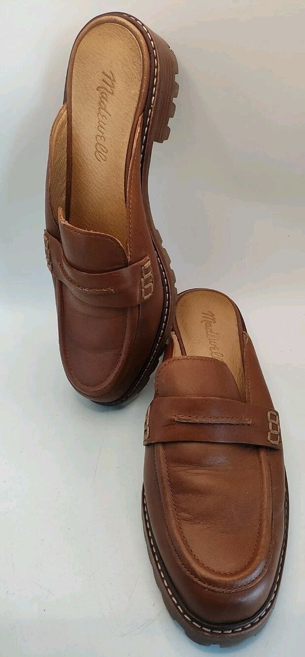 Madewell Shoes Women Size 6 Corinne Lugsole Loafer Mules Dried Maple Leather